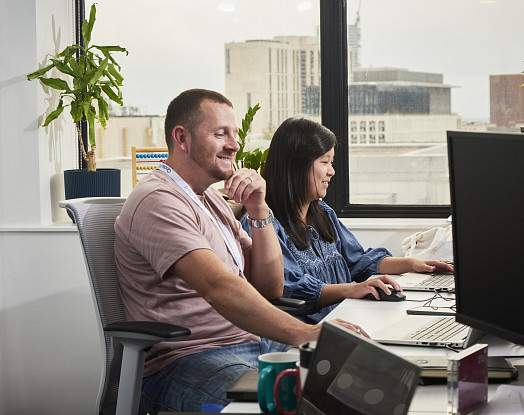 Person sat at computer